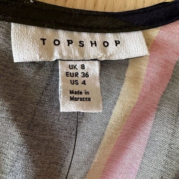 TopShop stripe print front knot flare sleeve minidress - size 4 NWOT - Picture 7 of 9